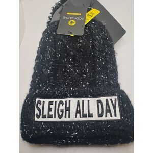 Body glove BLACK beanie hat body glove sleigh all day with pom pom ski cap
